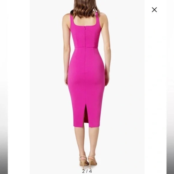 Dress the Population Hot Pink Sloane Midi Dress, Size Small - Picture 3 of 9
